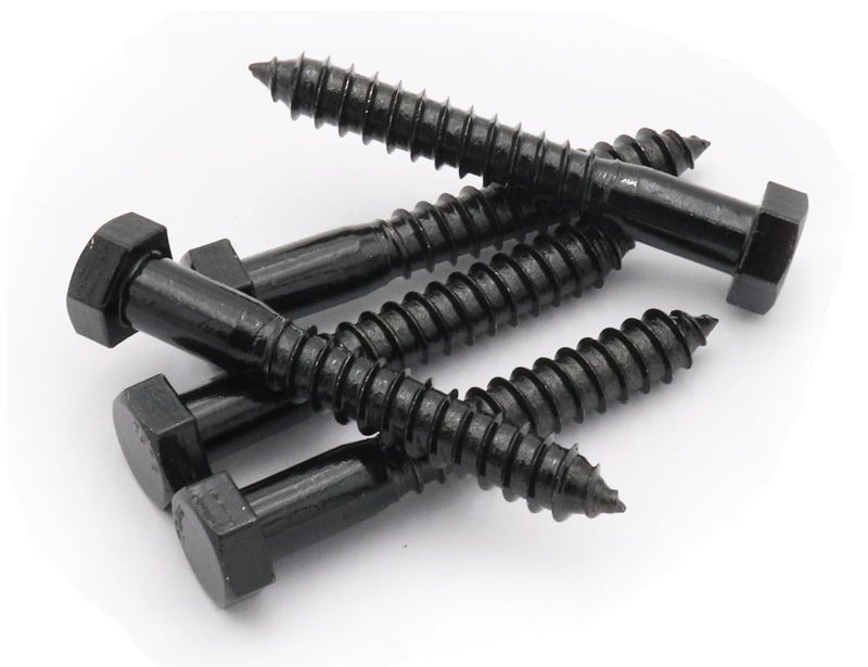 LBY 5pcs Lag Screws, 1/2" x 3-1/2" Hex Head Lag Screws Bolts (with Washers), Heavy-Duty Wood Screws for Decking & Structural Fastening, 304 Stainless Steel, (Black) - Image 4